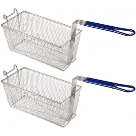 2PCS Deep Fryer Basket With Non-Slip Handle Heavy Duty Nickel Plated Iron Construction 13 1 4" x 6 1 2" x 6" Commercial Use B07Y1QD22C