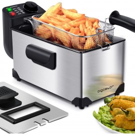 Aigostar Deep Fryer Electric Deep Fat Fryers with Baskets 3 Liters Capacity Oil Frying Pot with View Window ETL Certificated 1650W Ushas B0827KD47Y