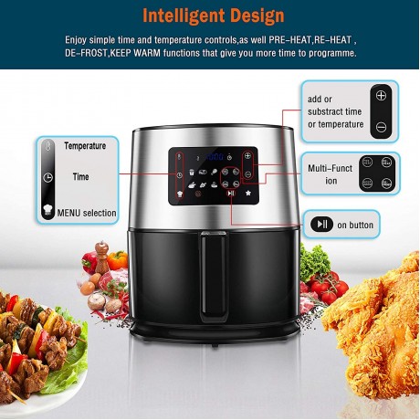 Air Fryer 6.3 Quart 6 Liter Electric Hot Air Fryers Oven Oilless Cooker with LCD Digital Screen and Nonstick Frying Pot for Roasting Baking Grilling Dehydrating,1700W B0923NNLCX