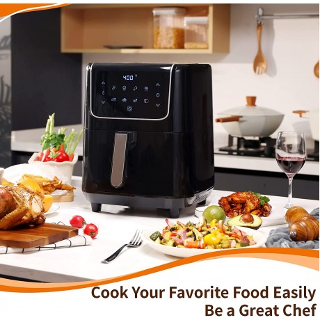 Air Fryer Large 6.8QT Electric Airfryer Toaster Oven with LED Touch Screen 8 Presets Nonstick Fry Basket Dishwasher Safe Auto Shut Off Black B09DKV2NW9
