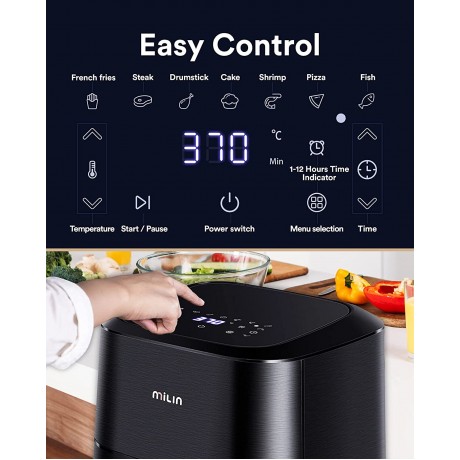 Air Fryer Milin 1700w XL Air Fryer with 100 Recipes Cookbook LED Touch Screen Electric Hot Air Fryer Oven with 7 Presets 5.8 QT Digital Air Fryer with 7 Presets Non-stick Oilless Cooker B08GPPMK8W