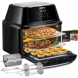 Air Fryer Oven 17-Quart OMMO 1800W Countertop Air Fryer Toaster Oven Combo with Rotisserie & Dehydrator Digital Controls 8 Presets Rich Accessories & Cookbook 40+ Recipes ETL Certified B088LKGZT4