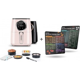 [Bundle Group] KOOC Large Pink Air Fryer with Accessories 4.5 Quart Electric Air Fryer Oven + Additional Air Fryer Magnetic Cheat Sheet Set Air Fryer Oven Accessories Cooking Time for Recipe B098716GD4