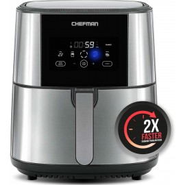 CHEFMAN Large Air Fryer Max XL 8 Qt Healthy Cooking User Friendly Nonstick Stainless Steel Digital Touch Screen with 4 Cooking Functions BPA-Free Dishwasher Safe Basket Preheat & Shake Reminder B08DKYBTPH