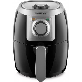 CHEFMAN Small Compact Air Fryer Healthy Cooking 2 Qt Nonstick User Friendly and Adjustable Temperature Control w  60 Minute Timer & Auto Shutoff Dishwasher Safe Basket BPA Free Black B07NBQX8HS