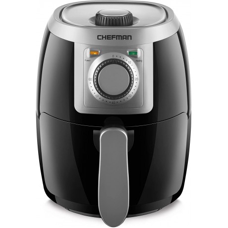 CHEFMAN Small Compact Air Fryer Healthy Cooking 2 Qt Nonstick User Friendly and Adjustable Temperature Control w 60 Minute Timer & Auto Shutoff Dishwasher Safe Basket BPA Free Black B07NBQX8HS