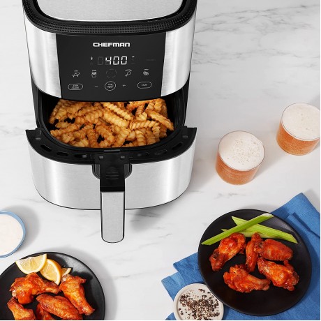 Chefman TurboTouch Air Fryer The Most Compact And Healthy Way To Cook Oil-Free One-Touch Digital Controls And Shake Reminder For The Perfect Crispy And Low-Calorie Finish B09BZVP4VW