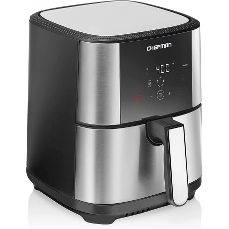 Chefman TurboTouch Air Fryer The Most Compact And Healthy Way To Cook Oil-Free One-Touch Digital Controls And Shake Reminder For The Perfect Crispy And Low-Calorie Finish B09BZVP4VW