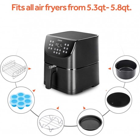 COSORI Air Fryer,Max XL 5.8 Quart,1700-Watt Electric Hot Air Fryers Oven & Oilless Cooker for Roasting,LED Digital Touchscreen & Air Fryer Accessories XL Set of 6 Fit all 5.8Qt 6Qt Air Fryer B08CF8FHXK