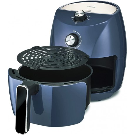 Crux 3.7QT Manual Air Fryer Faster Pre-Heat No-Oil Frying Fast Healthy Evenly Cooked Meal Every Time Dishwasher Safe Non Stick Pan and Crisping Tray for Easy Clean Up Stainless Steel Blue B08P27TNL6