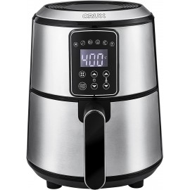 Crux 3QT Digital Air Fryer Faster Pre-Heat No-Oil Frying Fast Healthy Evenly Cooked Meal Every Time Dishwasher Safe Non Stick Pan and Crisping Tray for Easy Clean Up Stainless Steel B08P26WHZD