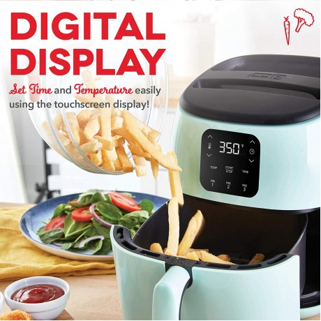 Dash Tasti-Crisp Digital Air Fryer with AirCrisp® Technology Custom Presets Temperature Control and Auto Shut Off Feature 2.6 Quart Aqua B08QQRH2Z9