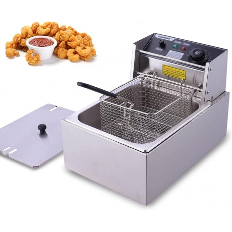 Deep Fryer for the Home with Basket and Lid 1700W Electric Fryer with Temperature Control Stainless Steel Countertop Oil Fryer for French Fries Chicken Fish Donuts Wings -- 6.34QT 6L B09QQ79951