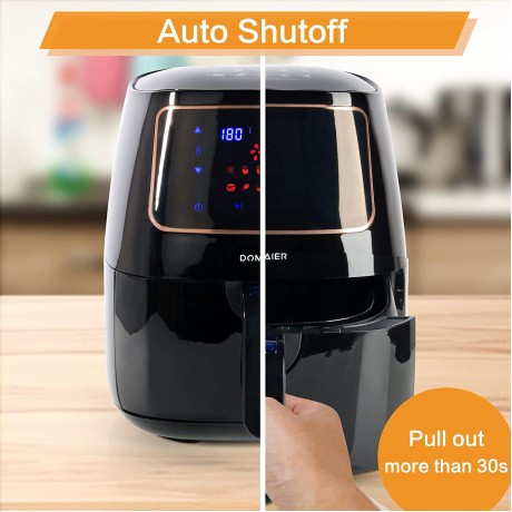 Domaier Small Air Fryer with 10 Presets 3.7 QT Digital LED Screen Airfryer with Recipes Rapid Frying Electric Hot Oven Oilless Cooker Nonstick Basket Grill Rack,1400W B08HPPNMW5