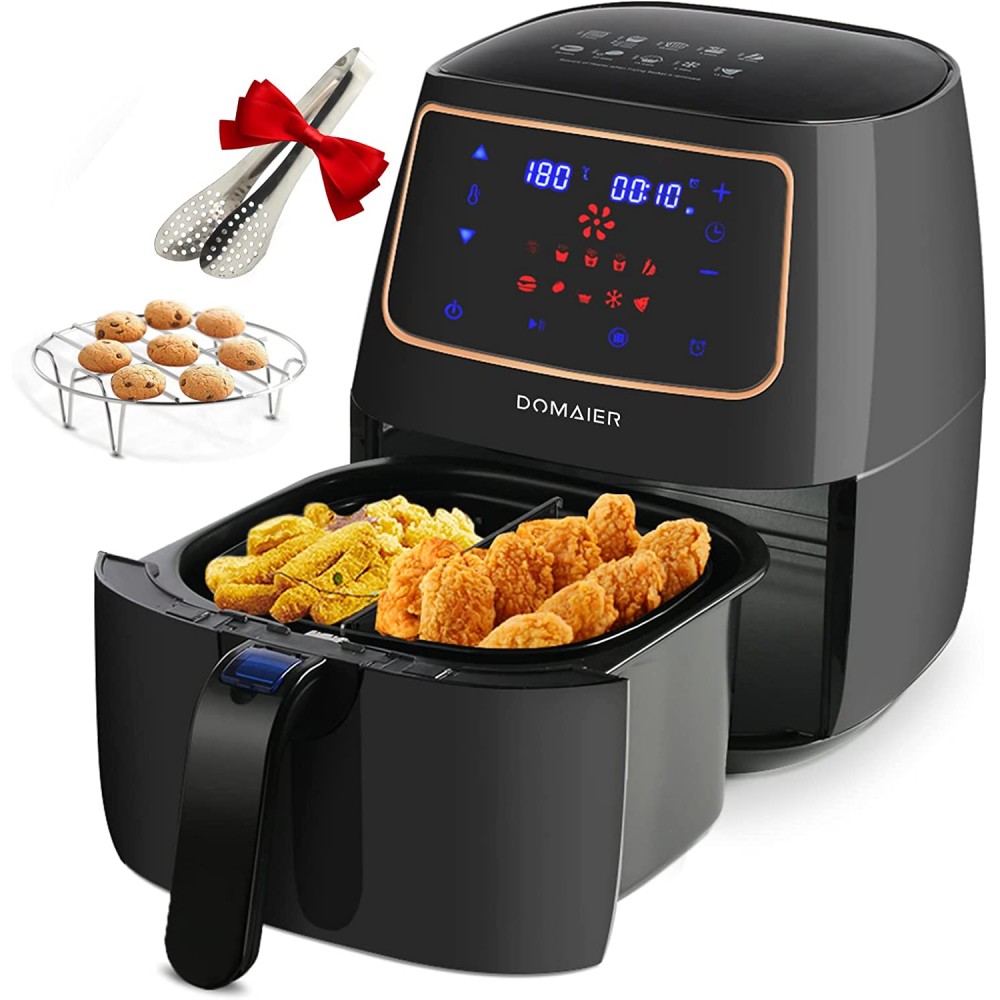 Domaier Small Air Fryer with 10 Presets 3.7 QT Digital LED Screen Airfryer with Recipes Rapid Frying Electric Hot Oven Oilless Cooker Nonstick Basket Grill Rack,1400W B08HPPNMW5
