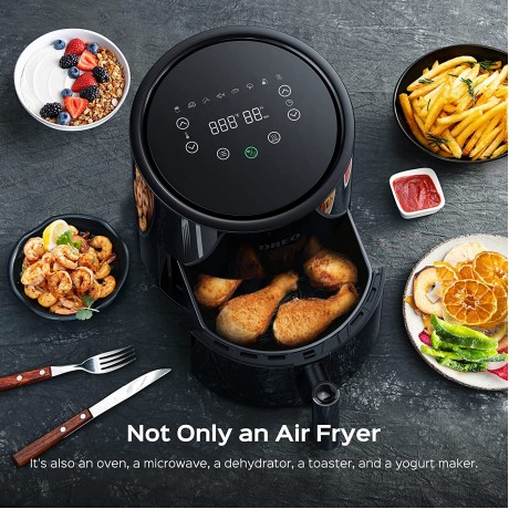 Dreo Air Fryer 100℉ to 450℉ 4 Quart Hot Oven Cooker with 50 Recipes 9 Cooking Functions on Easy Touch Screen Preheat Shake Reminder 9-in-1 Digital Airfryer Black 4L DR-KAF002 B08YNDYG71