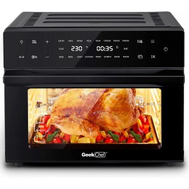 Geek Chef 31QT Air Fryer Toaster Oven Combo 18-in-1 Digital Convection Countertop Oven with Extra Large Family Size Fit 13" Pizza 6 Slices Toast, with Rotisserie and Dehydrate Bake Digital LCD Screen 6 Accessories Included 1800w Black B09TGW9CSQ