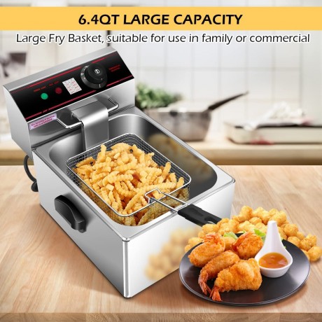 Giantex 1700W Commercial Deep Fryer 6.4QT Stainless Steel Electric Deep Fryer with Removable Basket Oil container and Temperature Control for French Fries Turkey Chicken Restaurant Home Kitchen B07LG1QVPX