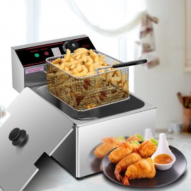 Giantex 1700W Commercial Deep Fryer 6.4QT Stainless Steel Electric Deep Fryer with Removable Basket Oil container and Temperature Control for French Fries Turkey Chicken Restaurant Home Kitchen B07LG1QVPX