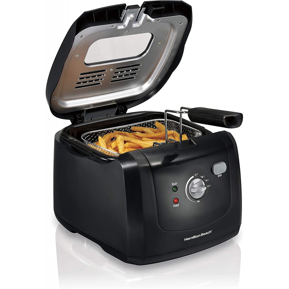 Hamilton Beach Electric Deep Fryer Cool Touch Sides Easy to Clean Nonstick Basket 8 Cups 2 Liters Oil Capacity Black B00ANEKTTA
