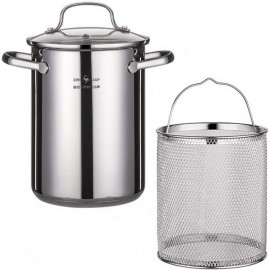 HEMOTON Stainless Steel Fry Pot with Lid and Basket Stove Top Deep Fryer B08XLT86WQ