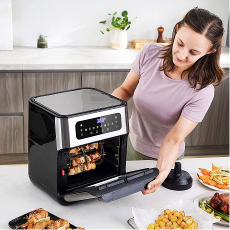 HOMCOM 10.5 Quart Air Fryer Oven with 8 Preset Cooking Menus Airfryer Baker Oven with 9 Tool Accessories Non-Stick Coating for Baking Oven Frying and Baking Black Silver B099K1QJ2Q