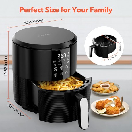 Kitcher3.5Qt Air Fryer LED Touch Digital Screen Hot Air Fryers Oven Oilless Cooker with Temperature Control 60 Minutes Timer Non-stick Fry Basket 50 Recipes Auto Shut Off Feature Black B08YWLHMG6