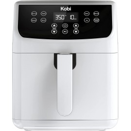 Kobi Air Fryer XL 5.8 Quart,1700-Watt Electric Hot Air Fryers Oven & Oilless Cooker LED Display 8 Preset Programs Shake Reminder Roasting Nonstick Basket ETL Listed 100 Recipes Book White B08SCQTBC1