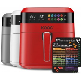 KOOC XL Large Air Fryer 6.5 Quart Electric Air Fryer Oven Free Cheat Sheet for Quick Reference 1700W LED Touch Digital Screen 10 in 1 Customized Temp Time Nonstick Basket Red B098B665MM