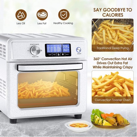 Leadpo Air Fryer Oven,16-in-1 Air Fryer Toaster Oven Combo Large Convection Oven Pizza Oven Dehydrator Stainless Steel with Digital Temperature Control 9 Accessories & Cookbook 21QT 20L 1800W B09W5LZ2X2
