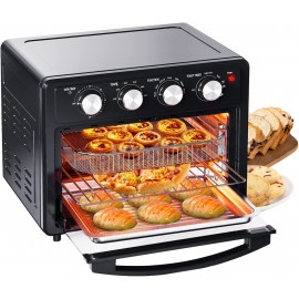 LERIZOM Air Fryer Toaster Oven 6 Slice 25QT Convection Air fryer Countertop Oven Fry Oil Free Cooking Accessories Included Large Toaster Oven Air Fryer Combo with Air Fryer Roast Bake Broil Reheat  Grey 1700W B09KRBG4SK