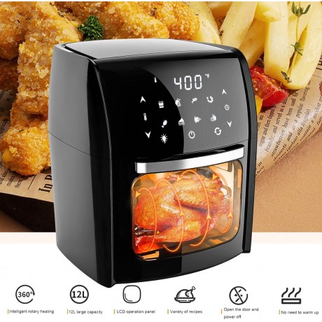 MECCTP Air Fryer Oven 8 in 1 Air Fryer Toaster Oven Combo with Digital Screen 12.6 QT Rotisserie Air Fryer Oven 1700W Electric Hot Oven Oilless Cooker with 5 Accessories B09WCVJRMD