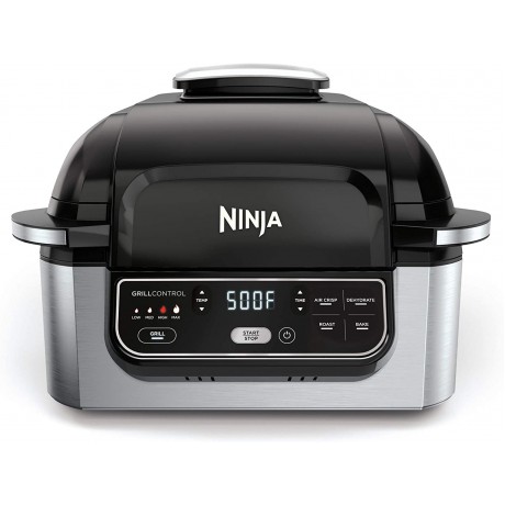 Ninja Foodi 5-in-1 4-qt. Air Fryer Roast Bake Dehydrate Indoor Electric Grill AG301 10inch x 10inch Black and Silver Renewed B07XD4QV9H