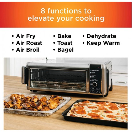 Ninja SP101 Digital Air Fry Countertop Oven with 8-in-1 Functionality Flip Up & Away Capability for Storage Space with Air Fry Basket Wire Rack & Crumb Tray Silver B07SCGY2H6