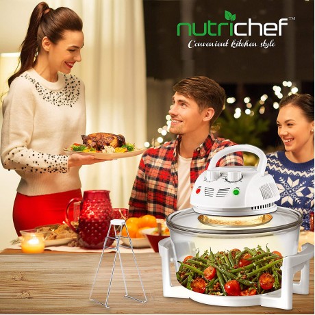 NutriChef Air Fryer Infrared Convection Halogen Oven Countertop Cooking Stainless Steel 13 Quart 1200W Prepare Quick Healthy Meals for French Fries & Chips White PKAIRFR48 B01L7TOZJO