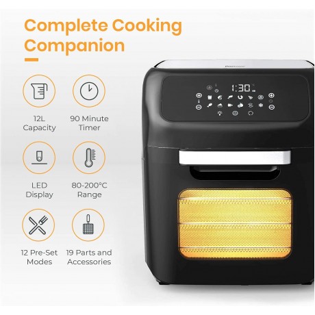 Pro Breeze 12.7 Quart Air Fryer Oven Large Air Fryer Toaster Oven 12 Cooking Modes including Rotisserie & Food Dehydrator 19 Accessories B08D9VXQ63