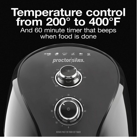 Proctor Silex 5.8 QT Air Fryer Oven with Temperature Control 60 Min Timer Non Stick Basket 1700W Black 35060 B082V2L2LM