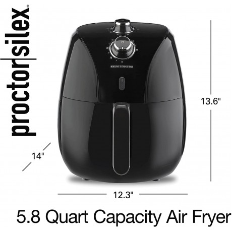 Proctor Silex 5.8 QT Air Fryer Oven with Temperature Control 60 Min Timer Non Stick Basket 1700W Black 35060 B082V2L2LM