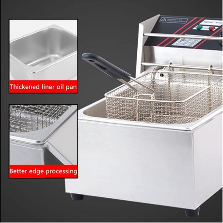 Professional Electric Deep Fryer Tank Stainless Steel Chicken Chips Fryer with Basket Scoop for Commercial Restaurant Countertop Family Food Cooking B093LKNY45