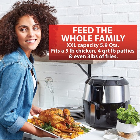 T-fal Easy Fry XXL Air Fryer & Grill Combo with One-Touch Screen 8 Preset Programs 5.9 quarts Black & Stainless Steel B099Y1Q241