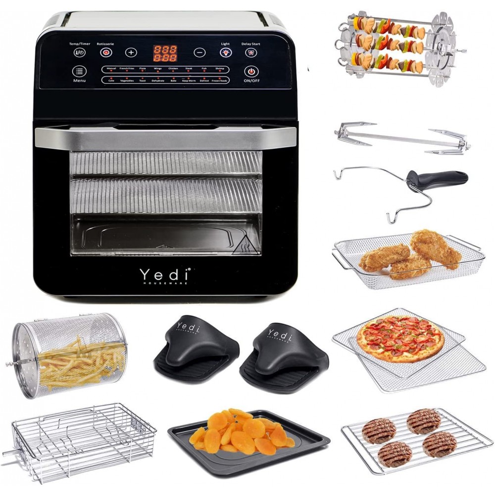 Yedi Total Package 18-in-1 Air Fryer Oven Air Fryer with Rotisserie and Dehydrator + 100 Recipes 12.7 Quart B07X2LRVS3
