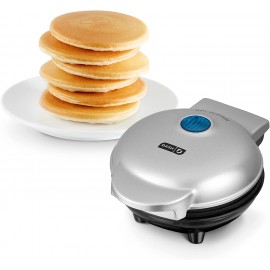 DASH Mini Maker Electric Round Griddle for Individual Pancakes Cookies Eggs & other on the go Breakfast Lunch & Snacks with Indicator Light + Included Recipe Book Silver B06XP2Y5Z5