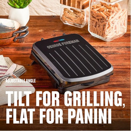 George Foreman 2-Serving Classic Plate Electric Indoor Grill and Panini Press Black GRS040B B098BP4463