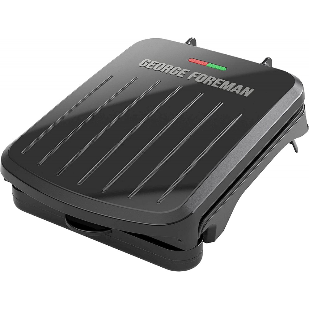 George Foreman 2-Serving Classic Plate Electric Indoor Grill and Panini Press Black GRS040B B098BP4463
