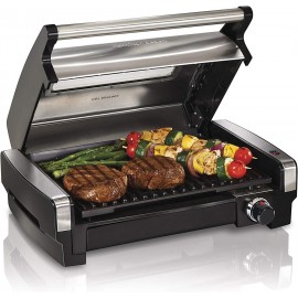 Hamilton Beach 25361 Electric Indoor Searing Grill with Removable Easy-to-Clean Nonstick Plate Viewing Window Stainless Steel Renewed B07VXXR7JM