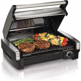 Hamilton Beach Electric Indoor Searing Grill Removable Easy-To-Clean Nonstick Plate 6-Serving Extra-Large Drip Tray Stainless Steel 25360 B00F0RBF3E