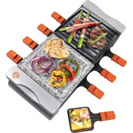 MasterChef Dual Cheese Raclette Table Grill w Non-stick Grilling Plate and Cooking Stone- Deluxe 8 Person Electric Tabletop Cooker- Melt Cheese and Grill Meat and Vegetables at Once- 19" x 8" x 4.5" B079H3G9LP