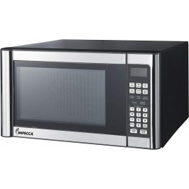 Impecca Countertop Microwave Oven 1.1 Cubic Feet 1000 Watts with 10 Power Levels and LED Digital Display Stainless Steel B08FC2G9WM