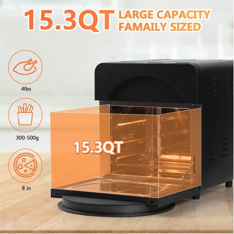 15.3QT Air Fryer Oven Digital 16-in-1 Convection Air Fryer Toaster Oven Combo Rotisserie & Dehydrator Large Oilless Countertop Oven with LED Digital Touchscreen Timer Temperature-8 Accessories 1700W B08QHSYVLQ