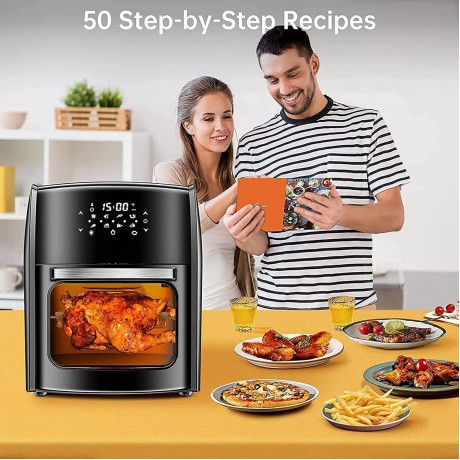 8 in 1 Air Fryer 13-QT Air Fryer Oven with Digital Touch Screen Toast Bake Roast Rotisserie Hot Oven Oilless Cooker 1700W Electric Toaster Oven with Dehydrate 7 Accessories & 50 Recipes B09ZTTF9DD
